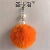 Chaveiro Cordão Pom-Pom de Pérola Pingente de Pelo Sintético de Coelho Acessório de Decoração de Carro Pingente Peludo de Pelúcia