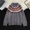 Malhas de Outono e Inverno para Homens, Camisas com Zíper para Casais, Malhas Jacquard em Contraste, Cardigans de Marca de Moda Estilo Japonês, Jaquetas de Tricô para Homens, Tendência