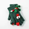 Luvas de Tricô de Pelúcia Vermelhas Divertidas e Fofas com Olhos Grandes para Mulheres, de Inverno, Cinco Dedos, à Prova de Vento e Frio