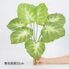 12 Cabeças Coração Amarelo Folha de Pêssego Monstera Planta Verde Artificial Decoração Macia Flor Artificial Flor de Simulação Paisagismo Decoração de Casa Exibição Arranjo de Flores