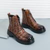 Botas Martin Masculinas de Tamanho Grande Transfronteiriças Moda Tendência Retrô Cano Alto Couro Sapatos de Couro com Solado Grosso