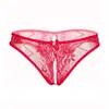 Sexy Open-end Bordado Cuecas de Renda Femininas Transparente Quente Cintura baixa Tback Transparente 2195