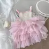 Vestido de Verano 2026 Nuevo y Elegante para Niña con Tirantes, Vestido de Pastel, Vestido de Princesa, Vestido Abullonado