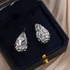 Pendientes Ovalados Geométricos Exagerados Europeos y Americanos con Estilo Único, Pendientes Populares Transfronterizos Minimalistas con Diseño de Patrón Martillado de Gota de Agua