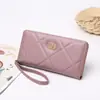 Billetera Larga Nueva para Mujer Estilo Coreano Rombo de Mujer Bolso para Tarjetas de Gama Alta Billetera de Embrague de Gran Capacidad