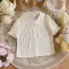 Lolita Verão Original Novo Estilo Gola de Boneca Fofa Lolita Doce Manga Bufante Manga Curta Camisa JK Versátil para Mulheres