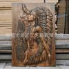 Mujer Nativa Americana India y Lobo Decoración de Pared Indígena Estilo Talla en Madera Adorno de Decoración de Pared de Madera