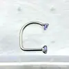 Astmf-136 Liga de Titânio Garra Zircônio Argola U Titânio G23 Rosca Interna Zircônio Stud de Orelha em Forma de U Joia para Piercing Cabeça