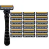 Afeitadora manual para hombre de afeitar de 3 hojas al por mayor transfronterizo, navaja para barba, cabezal de corte, afeitadora manual de tres hojas