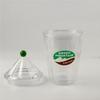 Copo de Coco com Canudo e Tampa de Furadeira, Pequena Capacidade 350ml, Copo de Água Criativo Fofo, Copo de Suco Portátil de PS de Grau Alimentício com Camada Dupla