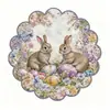 Mantel individual de lino para Pascua transfronterizo con bordes redondos ondulados, diseño de conejo y huevo, decoración de mesa para primavera y verano, tapete aislante del calor