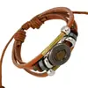 Yiwu joyería al por mayor pulsera unisex estilo europeo y americano cuero genuino aleación pulsera tejida pulsera de piel de vaca