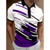 2026 Nuevo Transfronterizo Más Vendido Europeo y Americano Rayas Impresión 3D Cómodo Casual Transpirable Camisa Polo de Manga Corta para Hombre Venta al por Mayor