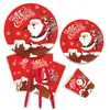 Suministros para Fiesta Navideña Transfronteriza Fiesta Familiar Papel de Plato de Santa Claus Vaso de Papel Cuchillo de Servilleta Juego de Vajilla Decoración