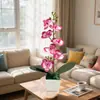 Planta Artificial Phalaenopsis em Vaso com 7 Flores para Decoração de Home Office, Pequena Planta em Vaso para Fotografia, Falso Bonsai, Pequeno Bonsai Verde