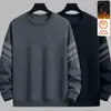 Moletom masculino, novo estilo outono e inverno, gola redonda, corte solto, forrado com fleece, sem capuz, blusa de puxar, jaqueta masculina de manga comprida, versátil