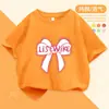 2025 Novo Estilo Camiseta de Algodão Puro Manga Curta para Meninas Moda de Verão Roupas para Crianças Maiores Roupa de Verão Infantil Camiseta de Manga Meia