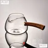 Colador de té integrado juego de té taza Gongdao para dividir el té mango de madera extra grueso taza Gongdao de vidrio mar de té tetera mango lateral engrosado resistente al calor