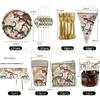 Plato de Papel Vaso de Papel Servilleta de Papel Vajilla Kit de Decoración Suministros para Fiesta de Cumpleaños Temática Arqueología Fósil de Dinosaurio Transfronteriza