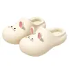 Pantuflas de Conejo de Dibujos Animados Lindas Nuevas Zapatos de Algodón Otoño Invierno para Mujer Calientes Suela Gruesa Aumentan la Altura Impermeables para el Hogar Zapatos de Algodón para Interiores