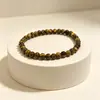 Pulseira de Contas de Pedra Olho de Tigre Prateada Quebrada Feminina Luxo Leve Design de Nicho High-end Pulseira Vintage Pulseira de Casal para Estudantes