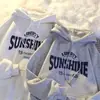 Sudadera con capucha de peso pesado, talla grande, estampado de letras nuevo, corte holgado, forro polar, manga larga, estilo American streetwear, para hombre y mujer