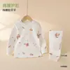 Conjunto de ropa de otoño para bebés y niños pequeños, algodón puro, Clase A, ropa de casa para niños, pijamas, protección alta para la barriga, conjunto de ropa interior de dos piezas para bebé