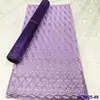5 Yardas de Tela de Algodón Bordada Estilo Africano Más una Caja de Set de Pañuelo Hayes Encaje de Algodón Suizo
