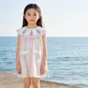 Vestido de Verano Coreano para Niñas 2026, de Rayas de Colores, sin Mangas, con Bordado de Velero Náutico