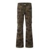 OREETA, Calças camufladas vintage americanas Micro-Lara Crowd, Calças de camuflagem slim fit de marca retrô de moda internacional
