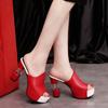 Sandálias de Salto Alto para Mulheres Verão 2019 Nova Moda Versátil Estilo Coreano Sapatos Femininos Salto Grosso Uso Externo Impermeável Plataforma Boca de Peixe Sandálias