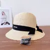 Sombrero de Sol de Rafia Estilo Japonés para Mujer, Sombrero de Pescador de Moda con Lazo Simple de Verano, Sombrero de Paja con Protección Solar para Vacaciones en la Playa Tendencia