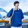 Camiseta Masculina de Verão 2026 Nova Manga Curta de Algodão Marca Americana Tendência Manga Curta Solta Versátil Casual Roupa Masculina