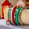 Europa y Estados Unidos Transfronterizo 7 Piezas Navidad Papá Noel Regalo Moda Colorido Pulsera Hecha a Mano Joyería Al Por Mayor
