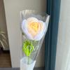 Acabado mão- tecido rosas flores artificiais flores tecidas flores artesanais diy lã de tricô caseiro buquê de crochê