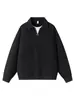 Roupas Masculinas ACU Moletom de cor sólida com gola dobrável, estilo falso duas peças para homens, novo top simples vintage com pequeno decote V para homens, outono e inverno de 2026