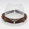 Sombrero artístico de estilo étnico retro con sombrero de paja de ala ancha, sombrero de copa, sombrero de vaquero, accesorios especiales de cinturón, cordones decorativos retro