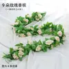 Enredaderas de Rosas Artificiales Transfronterizas, Enredaderas de Flores Artificiales, Decoración Suave, Paisajismo Floral, Muros Verdes, Decoración de Áreas Escénicas para Bodas y Hogares