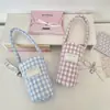 57141 Bolsita para Taza Acolchada de Tela a Cuadros, Bolso de Mano, Bolsa para Taza de Agua, Antiescaldaduras, Suave y Portátil, Bolsita para Taza de Bebida Definitiva