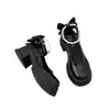 Zapatos Mary Jane Retro de Tacón Alto, Zapatos de Moda para Mujer, Correas con Hebilla de Perla Francesa, Tacones Gruesos, Puntera Redonda, Zapatos Pequeños de Cuero