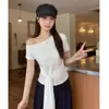 2026 Camiseta de Manga Corta con Tirantes y Pedrería con Letra de Nicho para Mujer, Verano, Estilo 'Hot Girl', Ajustada, Capa Base, Crop Top ins