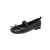 Sapatilhas de balé de couro bovino lavado francês 2025 primavera laço solto bico redondo grande sapatos de couro genuíno camada única para mulheres