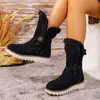 Botas de Nieve de Suela Gruesa Talla Grande para Mujer 2026 Invierno Nuevo Estilo Europeo Americano Botas de Algodón Gruesas Calientes de Media Pantorrilla 43