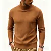 Otoño Invierno Nuevo Suéter de Cuello Alto para Hombre Ropa Interior de Punto Juvenil Rayado Ajustado Casual de Punto para Hombre