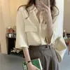Tiro real: Camisa feminina de cor damasco, estilo coreano vintage, versátil, cor sólida, com design simples, top casual e soltinho para o verão 17784