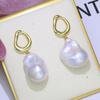 Accesorios de bricolaje Plata de ley S925 Elegantes pendientes de perla elegantes Soporte vacío Pendientes barrocos Soporte de plata hecho a mano