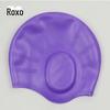 Touca de natação com proteção auricular para adultos, unissex, para cabelos longos, antiderrapante, à prova d'água, touca de treinamento, sem apertar, touca de natação de silicone
