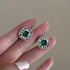 Pendientes de plata con diseño de nicho de amor verde retro con aguja, pendientes de moda francesa, pendientes de temperamento de moda al por mayor