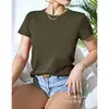 [Camiseta de algodón talla europea] Unisex Suave Cuello Redondo Transpirable Verano Casual Diseño Casual Corte Regular,