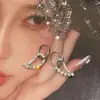 Estilo Minimalista Cool Brilhantes Asas Cheias de Diamante Titânio Aço Hipoalergênico Brincos Doce Cool Anjo Pingente Brincos de Casal